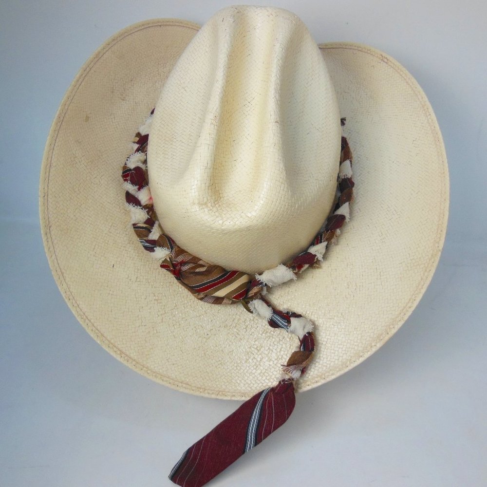 WESTERN STIFF Straw-hat  Hatband, unique, bold, handmade braided hatband USA